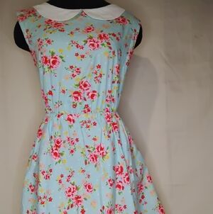 Floral Kids Casual Dress - Blue and Pink